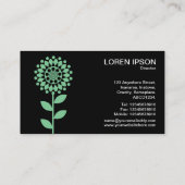 幾何学模様の花 – 暗い緑（黒） 名刺 (裏面)