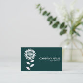 幾何学模様の花 – 濃い緑の上に白003333 名刺 (スタンド正面)