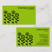 幾何学模様の花 – 火星の緑に黒 名刺 (正面/裏面)