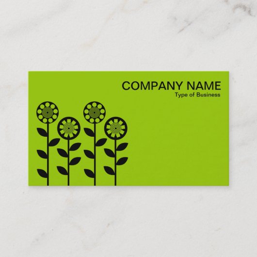 幾何学模様の花 – 火星の緑に黒 名刺 (正面)