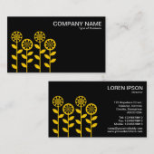 幾何学模様の花 – 琥珀と黒 名刺 (正面/裏面)