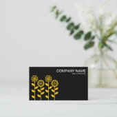 幾何学模様の花 – 琥珀と黒 名刺 (スタンド正面)