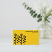 幾何学模様の花 – 琥珀の黒 名刺 (スタンド正面)