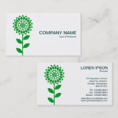 幾何学模様の花 – 白い上の草の緑 名刺 (正面/裏面)