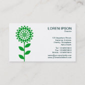 幾何学模様の花 – 白い上の草の緑 名刺 (裏面)