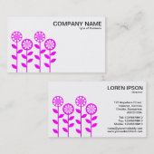 幾何学模様の花 – 白にマゼンタ 名刺 (正面/裏面)