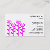 幾何学模様の花 – 白にマゼンタ 名刺 (裏面)