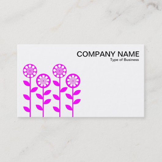幾何学模様の花 – 白にマゼンタ 名刺 (正面)