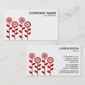 幾何学模様の花 – 白にルビー 名刺 (正面/裏面)