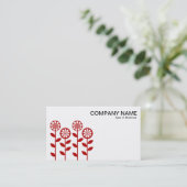 幾何学模様の花 – 白にルビー 名刺 (スタンド正面)