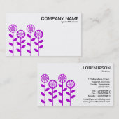 幾何学模様の花 – 白に紫 名刺 (正面/裏面)