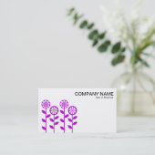 幾何学模様の花 – 白に紫 名刺 (スタンド正面)