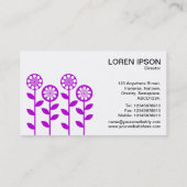 幾何学模様の花 – 白に紫 名刺 (裏面)