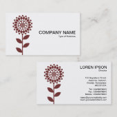 幾何学模様の花 – 白に茶色 名刺 (正面/裏面)