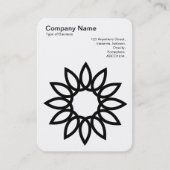 幾何学模様の花 – 白に黒 名刺 (正面)