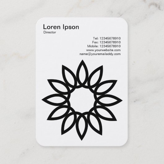 幾何学模様の花 – 白に黒 名刺 (裏面)