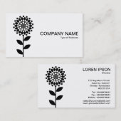 幾何学模様の花 – 白に黒 名刺 (正面/裏面)