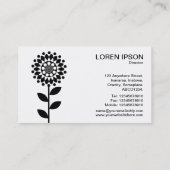 幾何学模様の花 – 白に黒 名刺 (裏面)