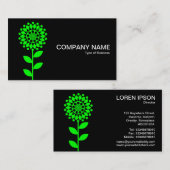 幾何学模様の花 – 緑（黒） 名刺 (正面/裏面)