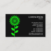 幾何学模様の花 – 緑（黒） 名刺 (裏面)