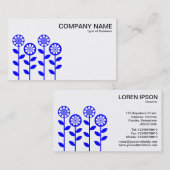 幾何学模様の花 – 青 名刺 (正面/裏面)
