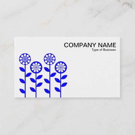 幾何学模様の花 – 青 名刺 (正面)
