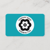 幾何学模様の花 – 青#009FAE 名刺 (正面)