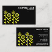 幾何学模様の花 – 黄色（黒） 名刺 (正面/裏面)