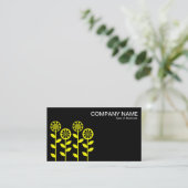 幾何学模様の花 – 黄色（黒） 名刺 (スタンド正面)