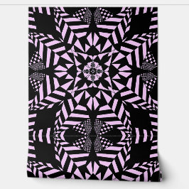 幾何学模様の花(黒とピンク) 壁紙