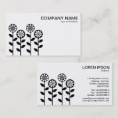 幾何学模様の花 – 黒 名刺 (正面/裏面)