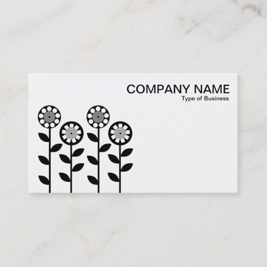 幾何学模様の花 – 黒 名刺 (正面)