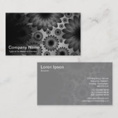 幾何学模様の花 – 黒(灰色) 名刺 (正面/裏面)