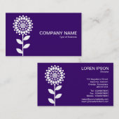 幾何学模様の花 – Dp紫の上に白 名刺 (正面/裏面)