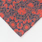 幾何学模様の赤いターコイズ フリースブランケット (角)