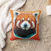 幾何学模様の赤いパンダ クッション (ブランケット)