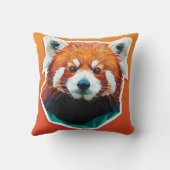 幾何学模様の赤いパンダ クッション (裏面)