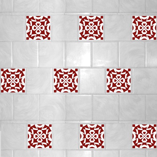 幾何学模様の赤と白 タイル