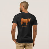 幾何学模様の赤茶色の牛 Tシャツ (裏面フル)
