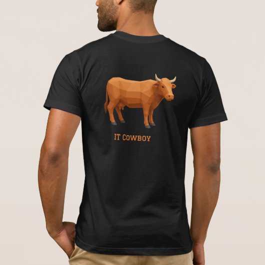 幾何学模様の赤茶色の牛 Tシャツ (裏面)
