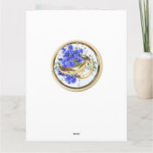 幾何学模様の金ゴールドとラベンダーの花の保存日付 カード (裏面)