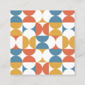幾何学模様の青いオレンジ色の黄色のMID CENTURYロゴ スクエア名刺 (裏面)