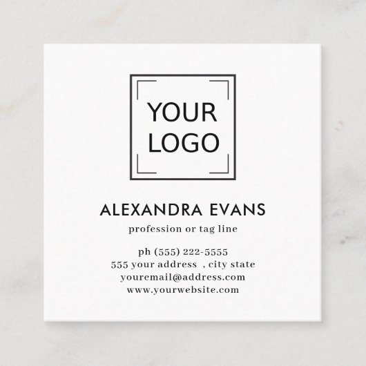 幾何学模様の青いオレンジ色の黄色のMID CENTURYロゴ スクエア名刺 (正面)