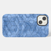 幾何学模様の青い大理石 iPhoneケース (裏面横)