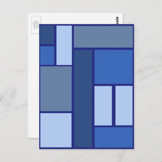 幾何学模様の青い正方形 ポストカード (正面/裏面)