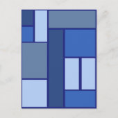 幾何学模様の青い正方形 ポストカード (正面)