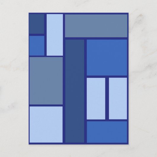 幾何学模様の青い正方形 ポストカード (正面)