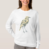 幾何学模様の鳥の手描きデザイン ホワイト 女性用 Tシャツ (正面)