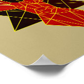 幾何学模様の鹿の動物のイラストレーションモダン赤 ポスター (角)