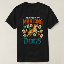 幾何学模様の麻雀と柴犬 Tシャツ